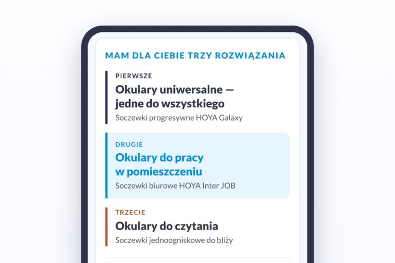 Telefon z wynikiem doboru szkieł online: trzy rozwiązania z soczewkami HOYA
