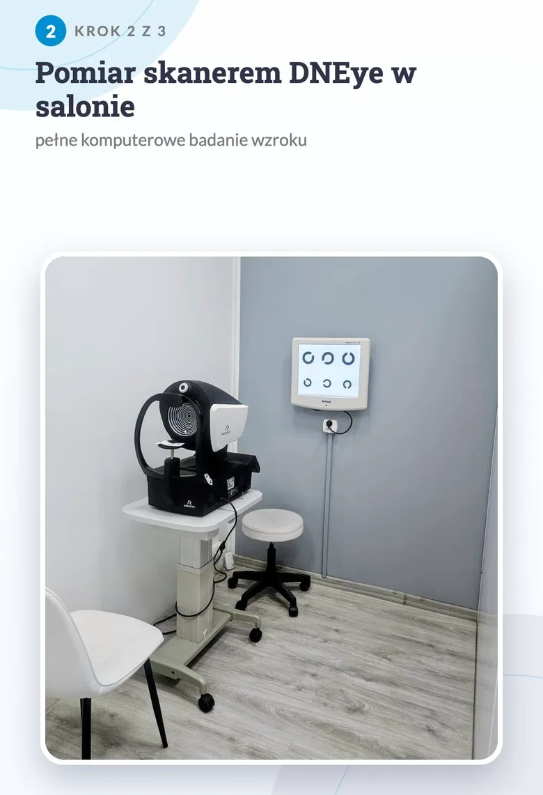 Kadr z filmu: pomiar skanerem DNEye Rodenstock w salonie KOBAN OPTYK