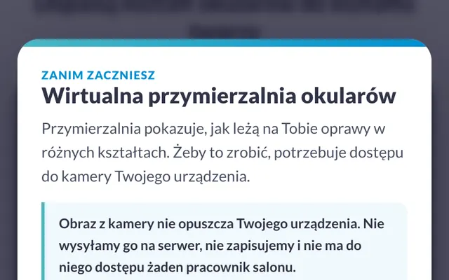 Przymierzalnia opraw online — ekran narzędzia KOBAN OPTYK