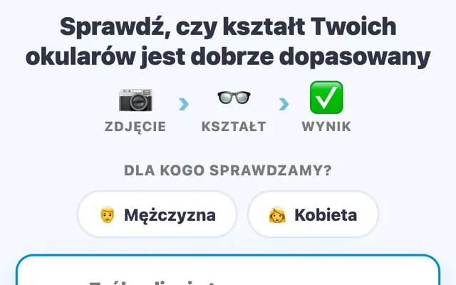 Sprawdź swoje okulary — ekran narzędzia online KOBAN OPTYK
